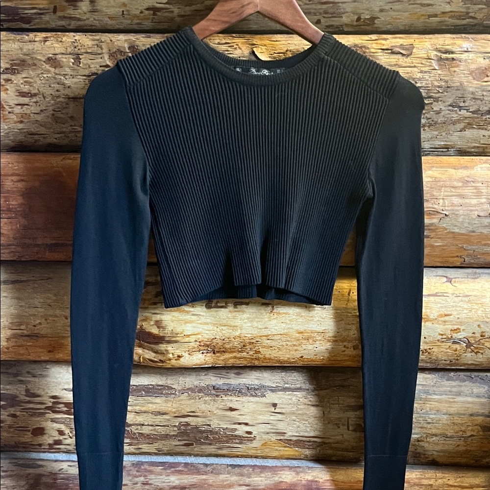 Zara Black Ribbed Crop Top